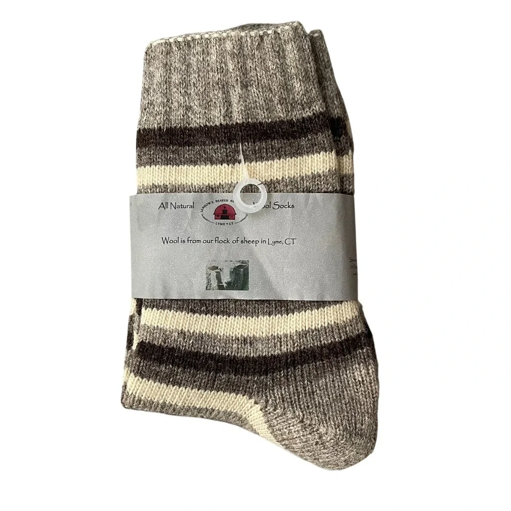 Sankow's Beaver Brook Farm Striped Wool Socks Handmade USA |‎ Unisex Size Large
